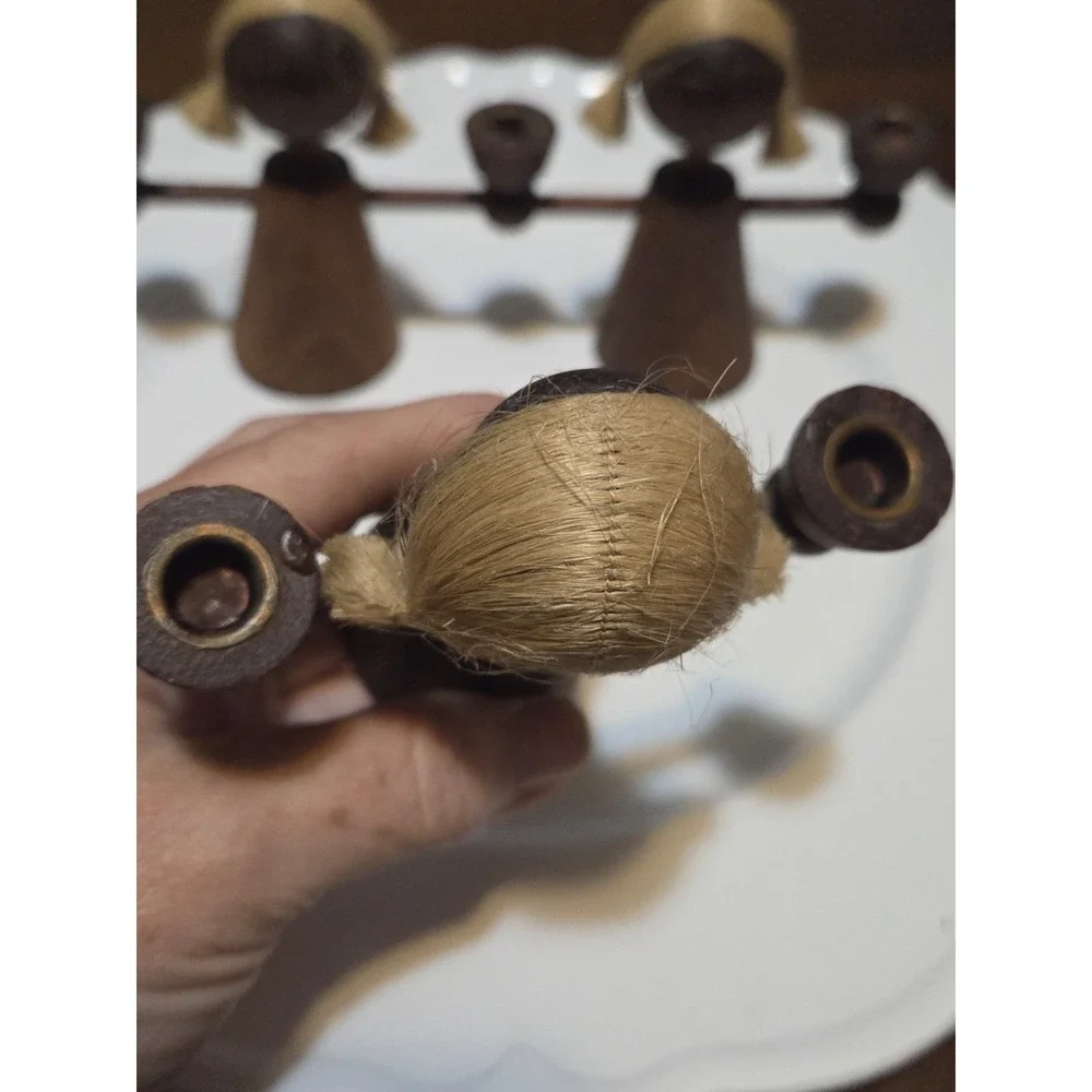 vintage Erzgebirge GDR wooden candle holder, Faceless Children